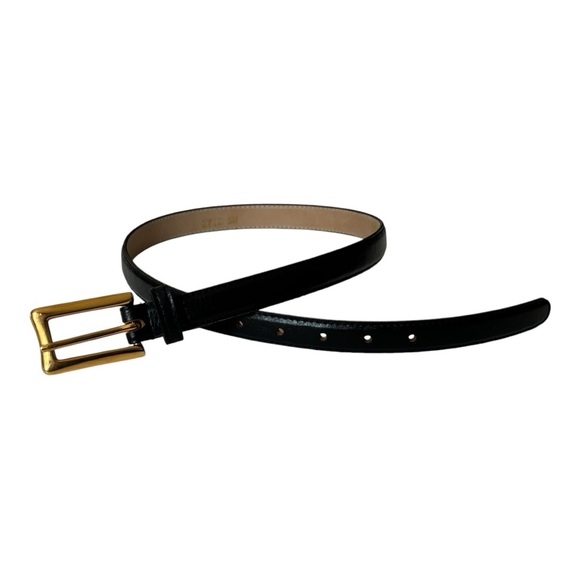 Motion East leather dress belt w/ gold finished rectangular buckle | small - Picture 6 of 13
